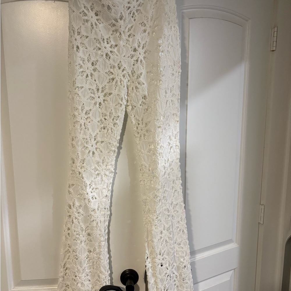 Mango crochet palazzo pants